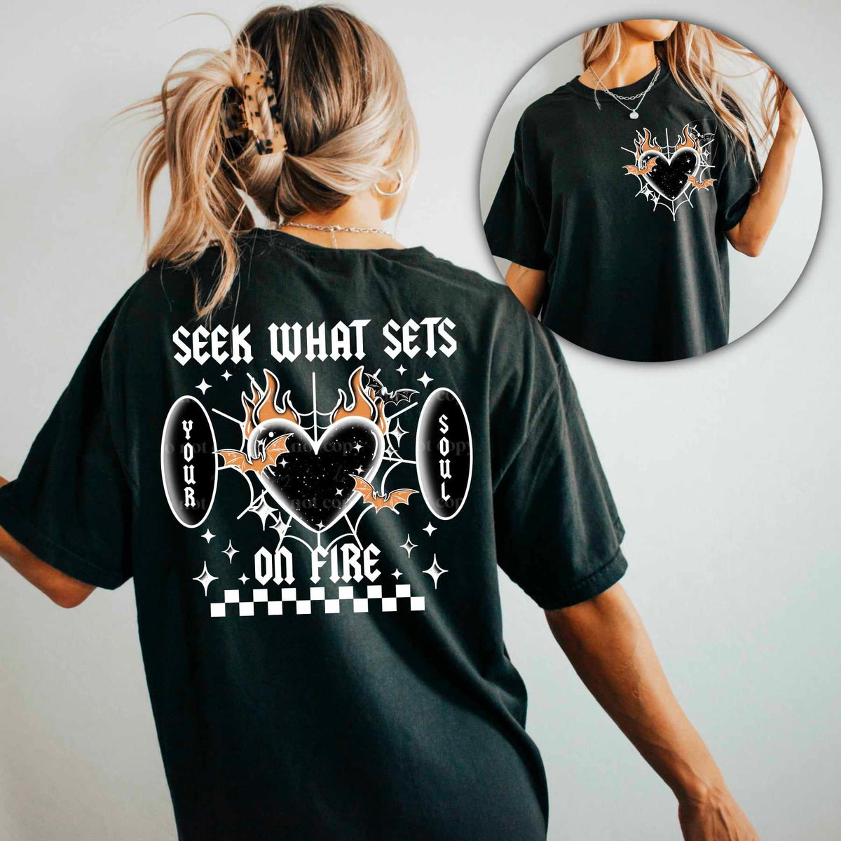 Seek what sets your soul on fire white BLACK (CSC) 53553 DTF transfer