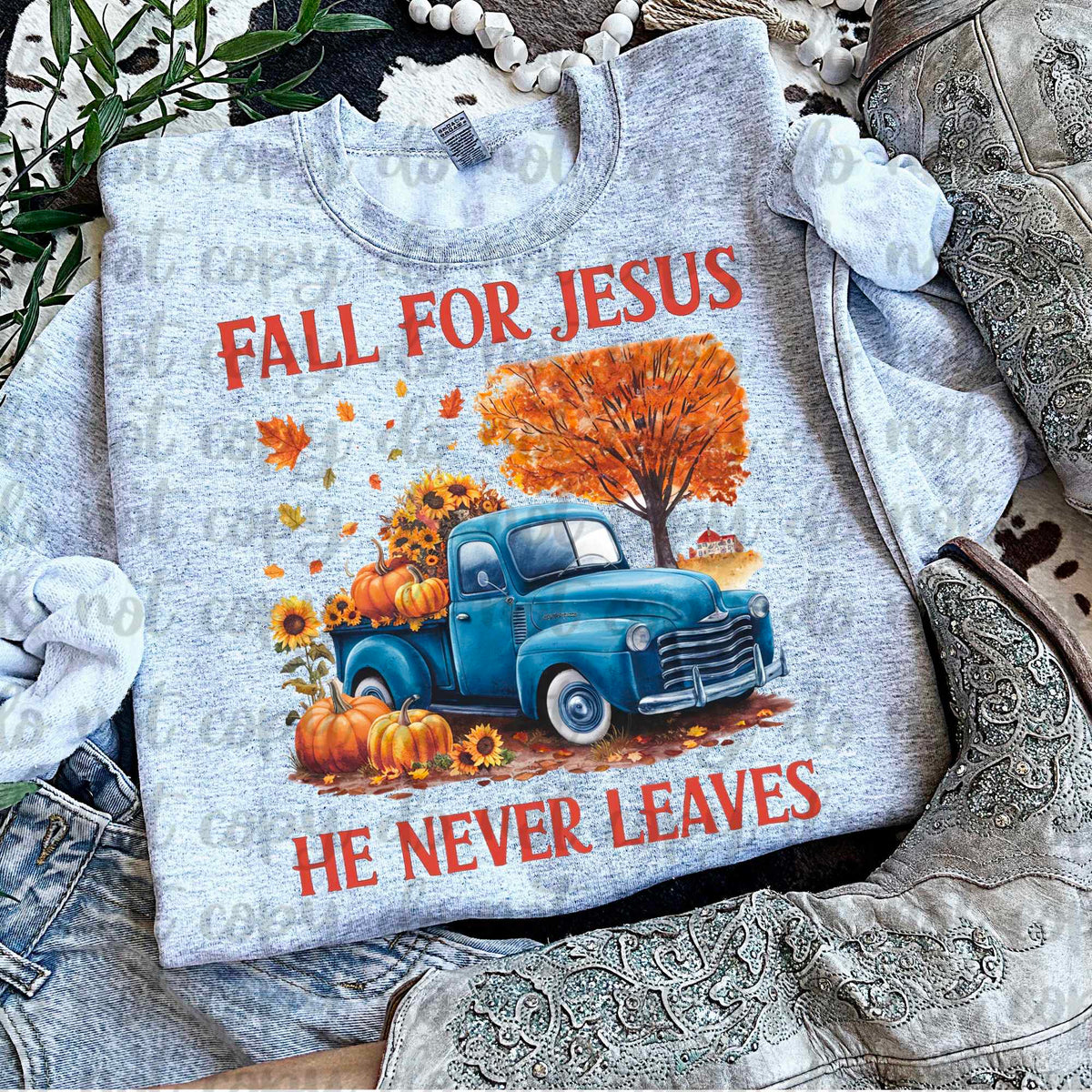Fall for Jesus he never leaves (vintage) 60730 DTF transfer