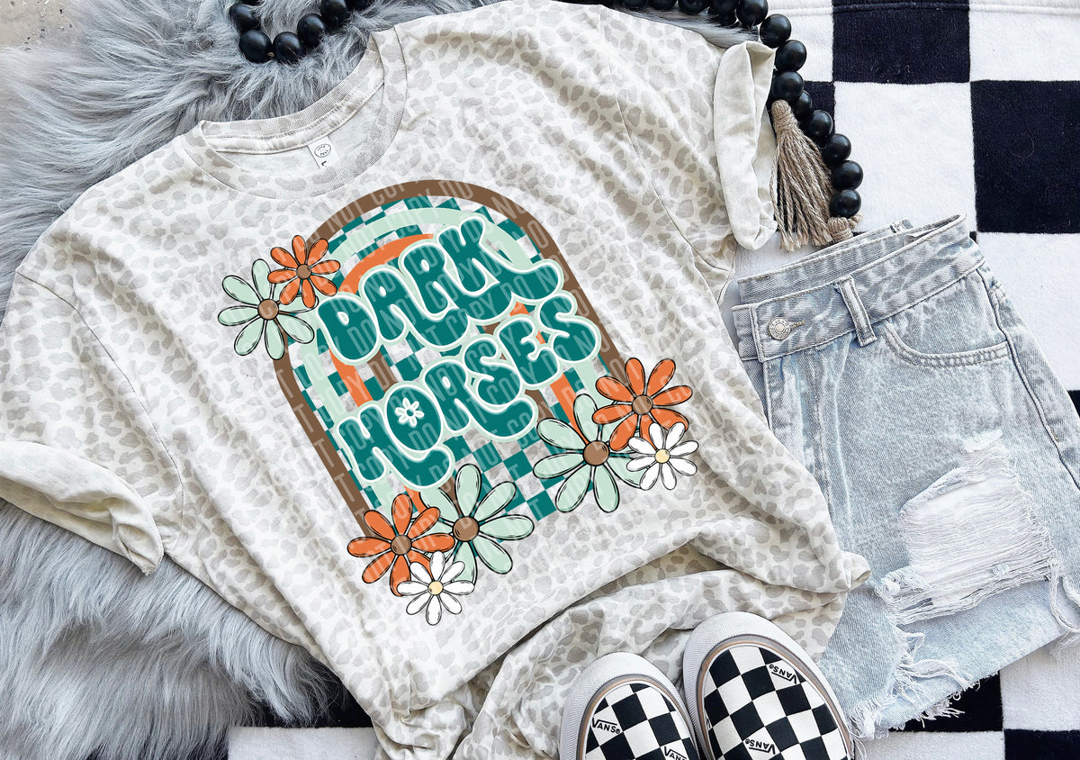Floral Arch Mascot Dark Horses 49234 DTF TRANSFER