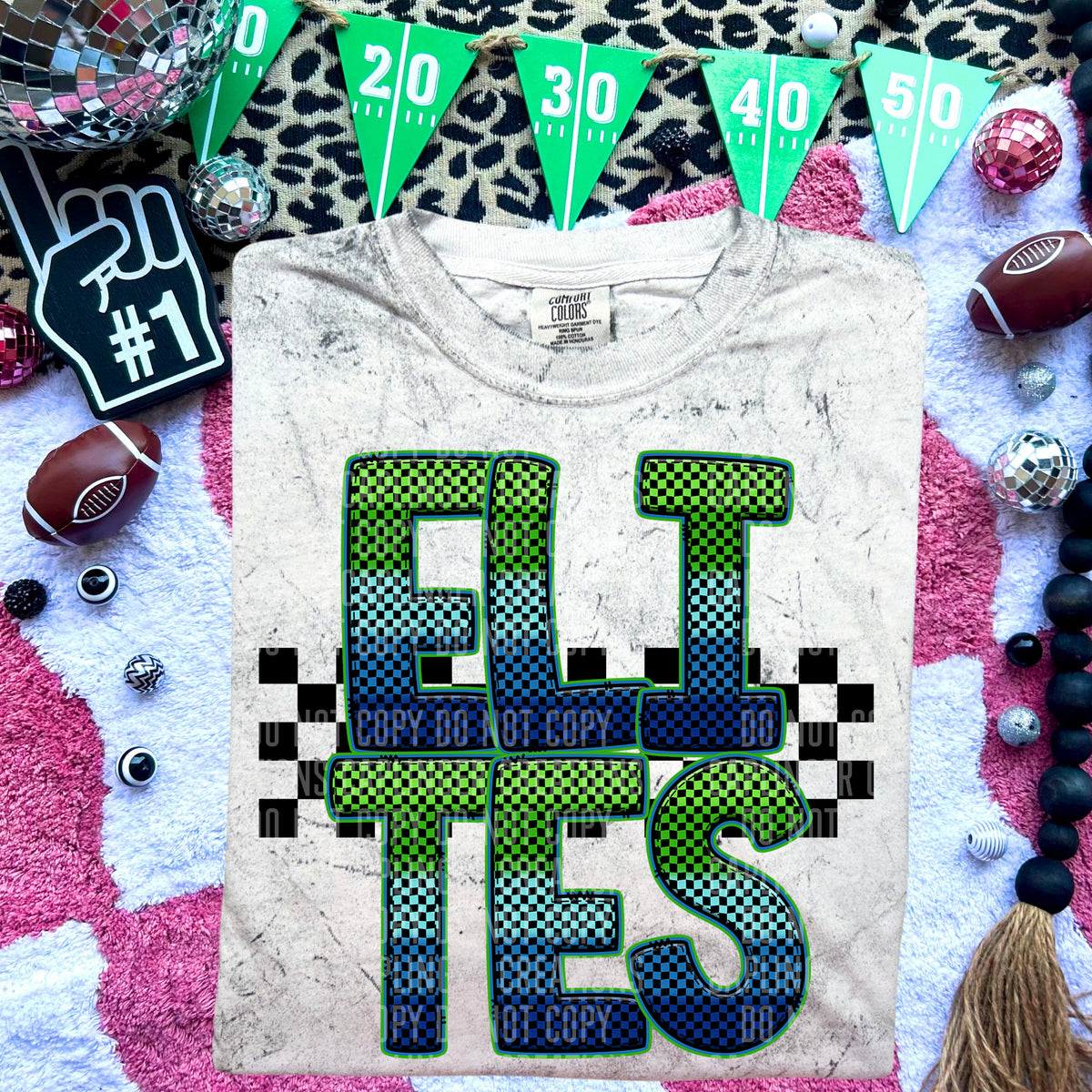 Elites Blue and Green Checkered (Caplinger) DTF transfer