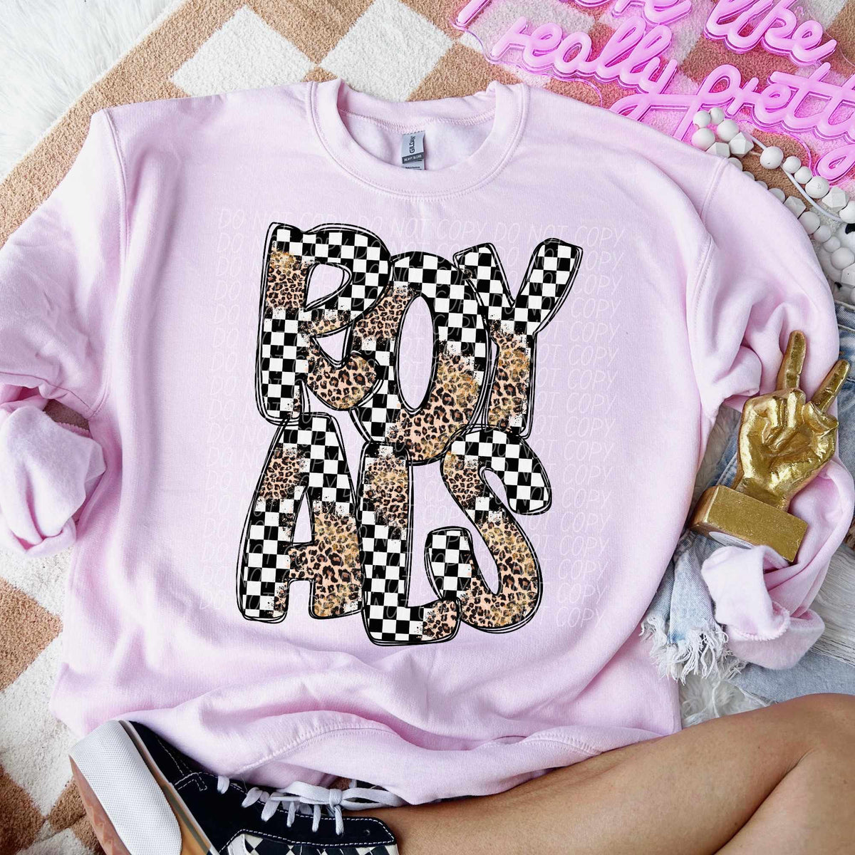 Royals checkered leopard filled (CITY) 53221 DTF transfer
