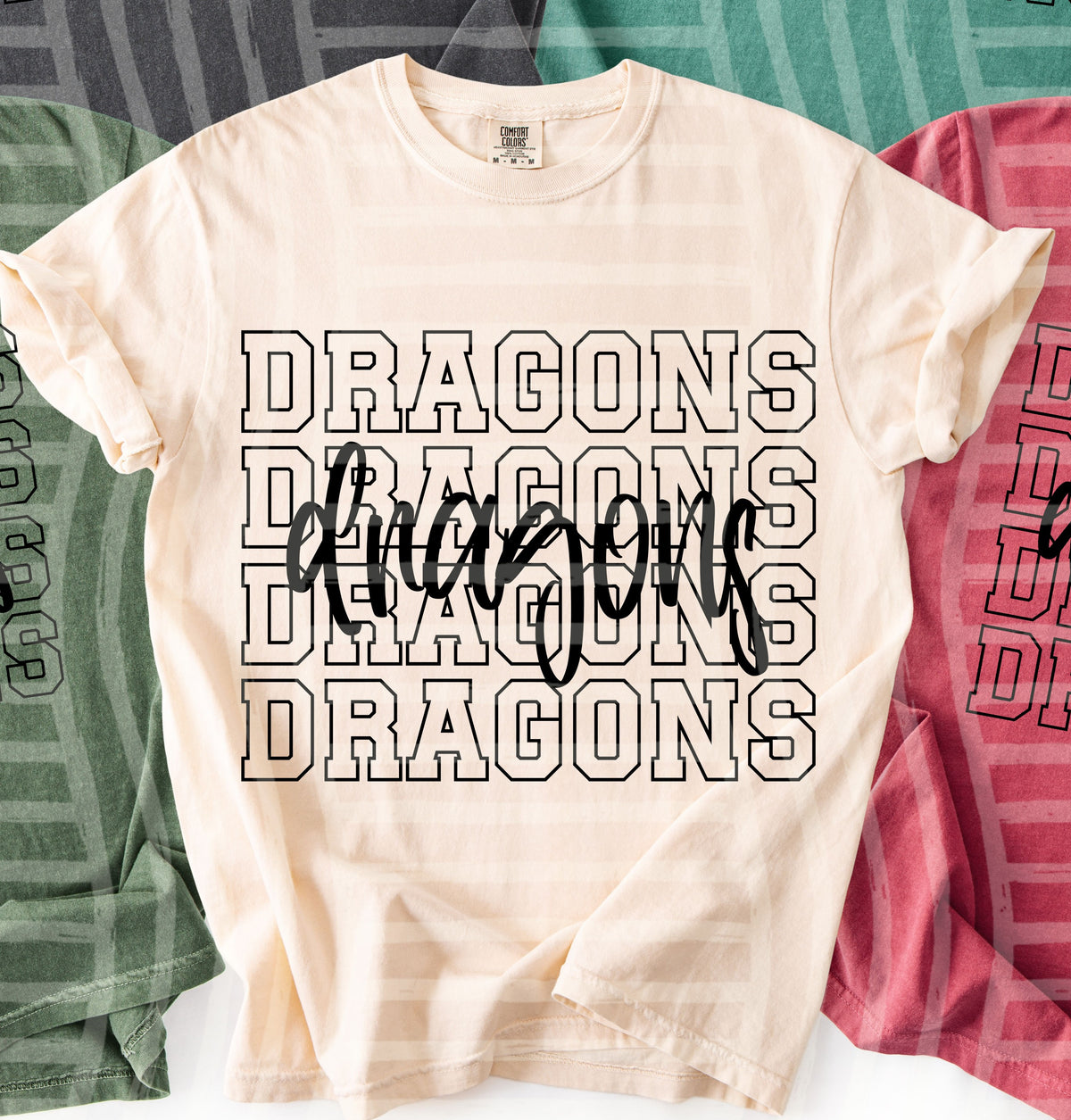 dragons simple stacked outlines (Caplinger) DTF Transfer