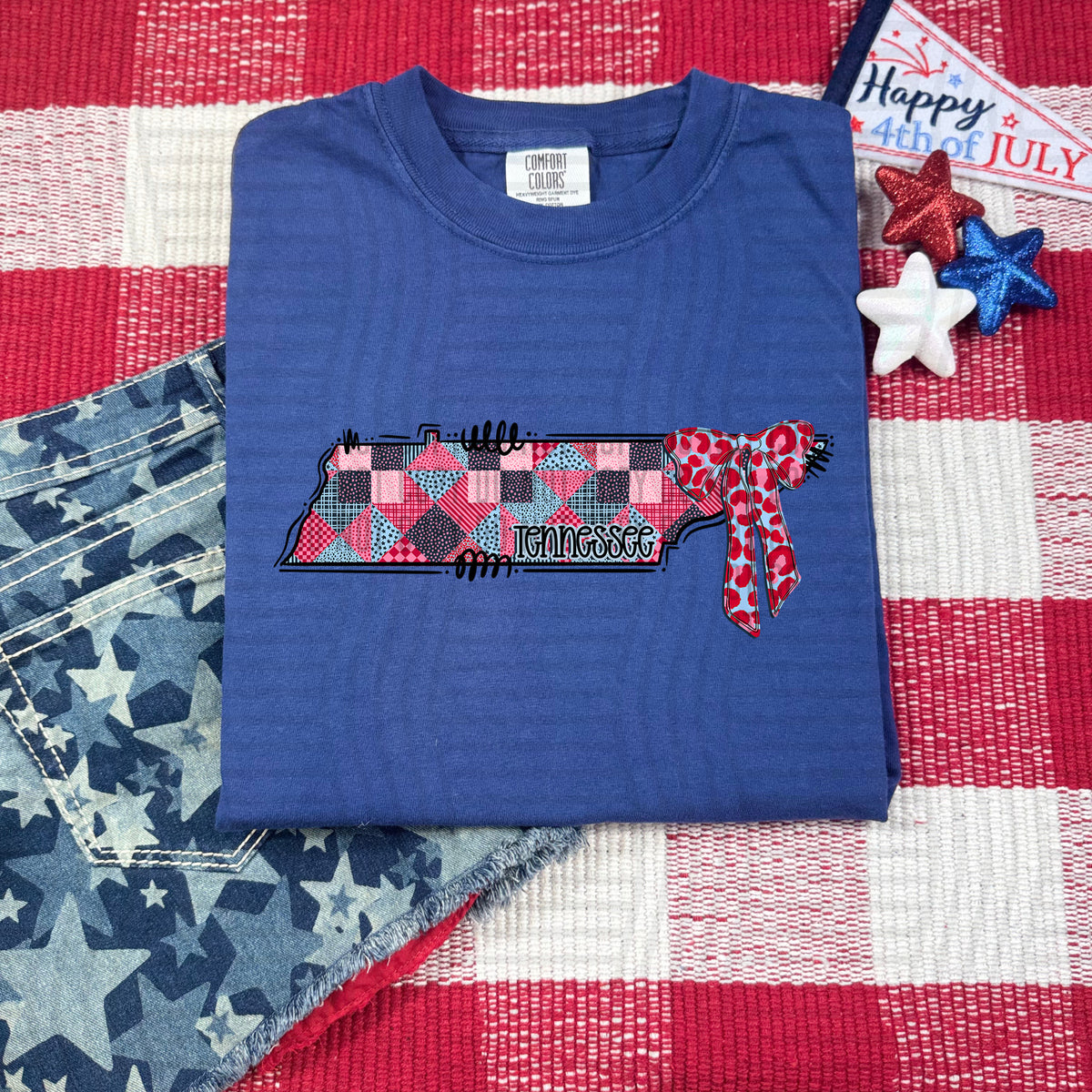 Tennessee RWB faux patchwork (Caplinger) dtf transfer