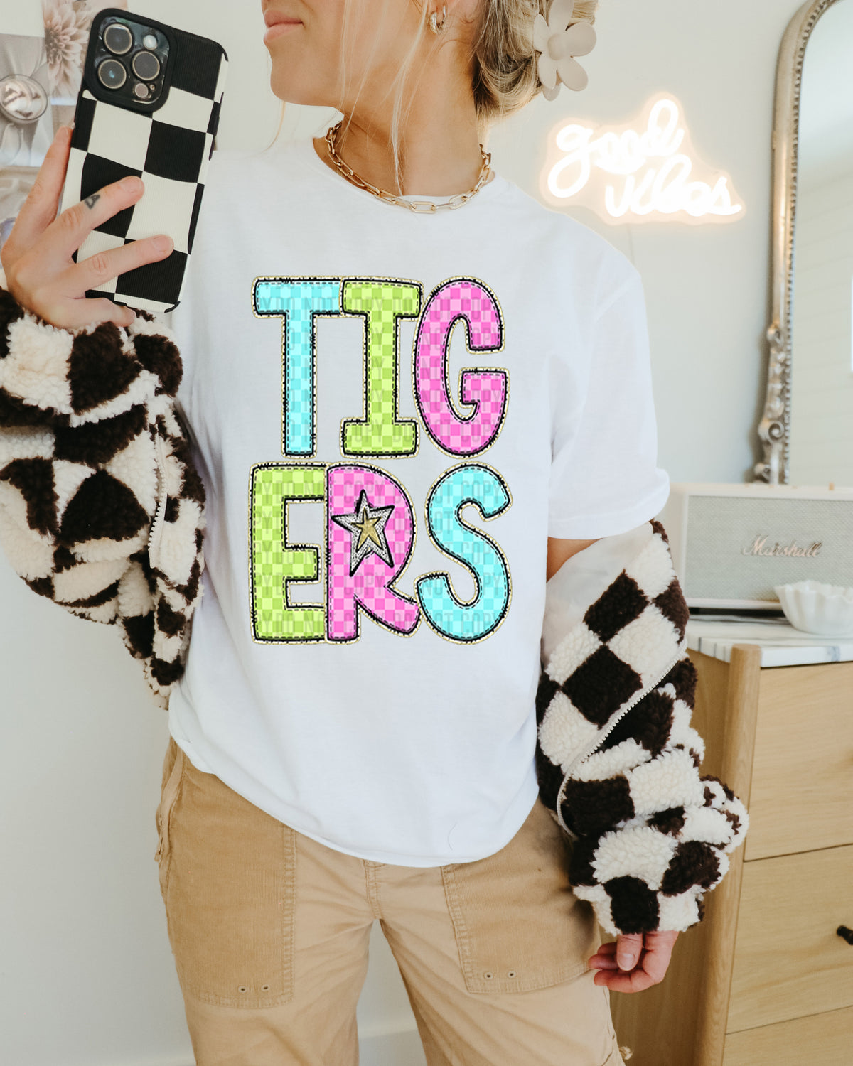 Tigers Colorful Checkered (caplinger) DTF transfer