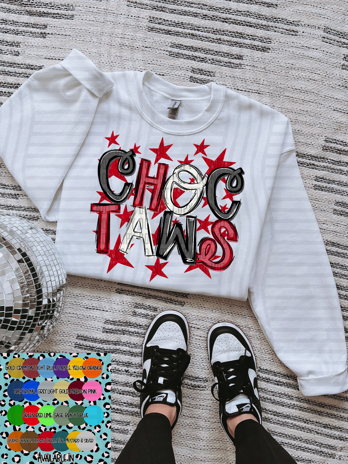 choctaws black white and red with red stars (Caplinger) DTF Transfer