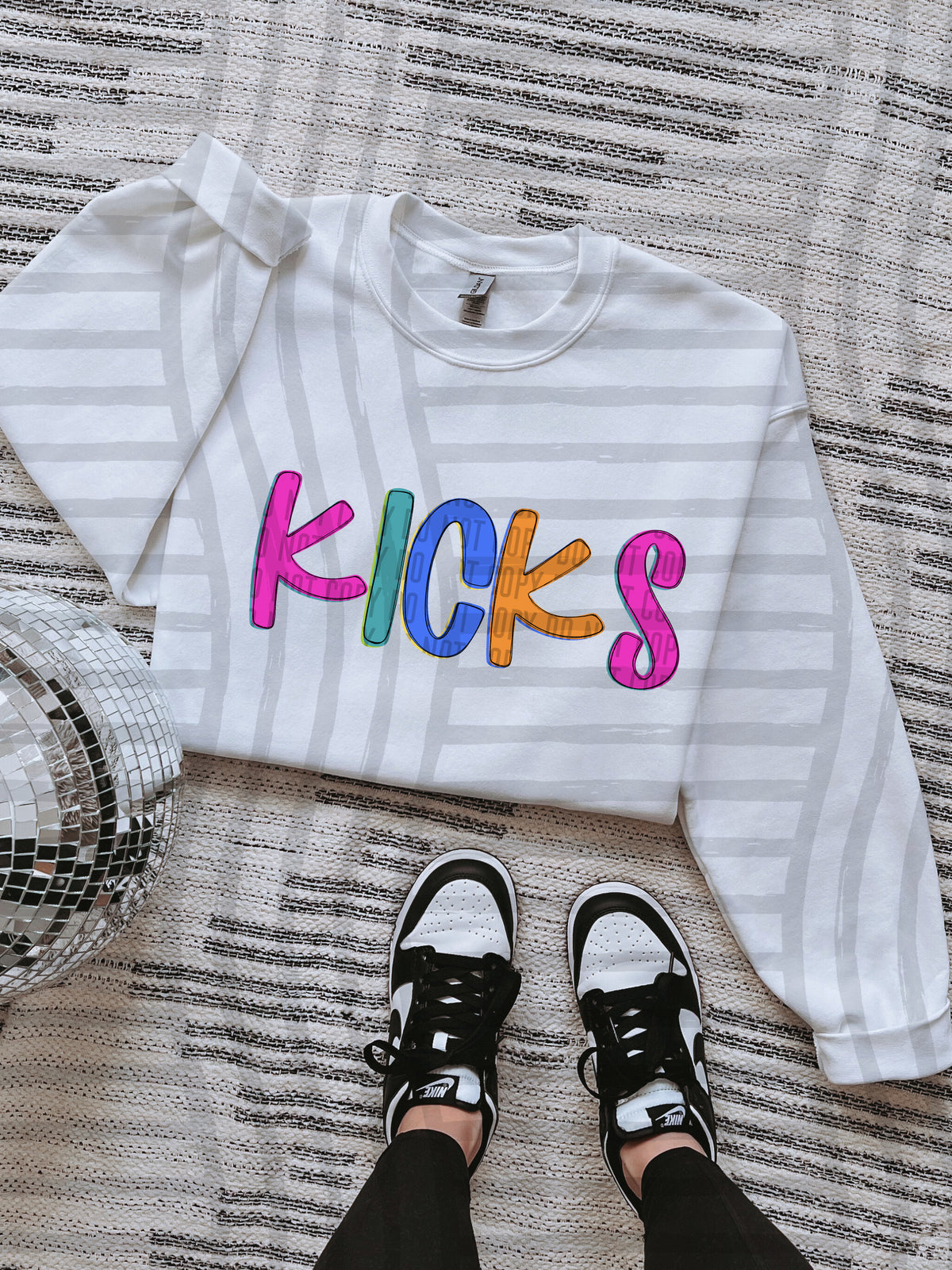 green, blue, pink and orange kicks stacked (Caplinger) DTF Transfer