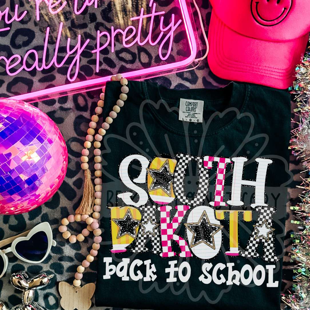 south dakota back to school patterned letters (vehement) DTF Transfer