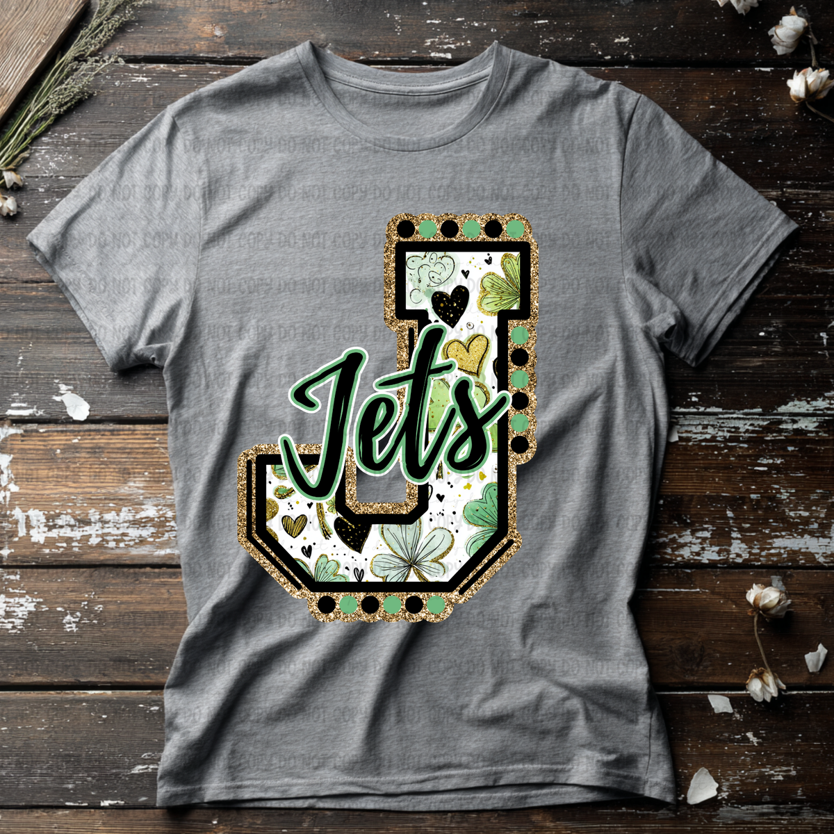 Jets letter St. Patrick's Day GREEN (Revel) DTF Transfer