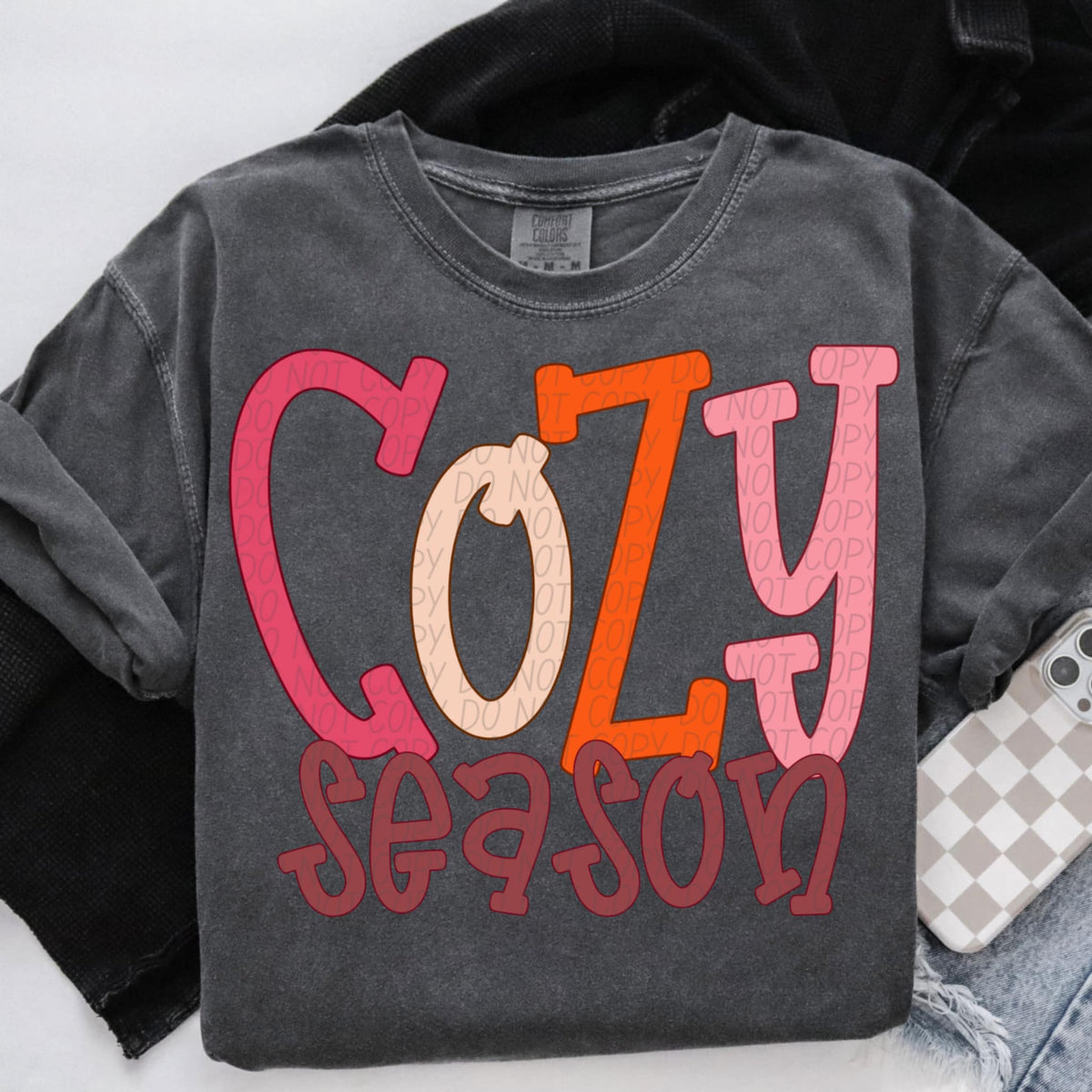 Cozy season doodle font (City) DTF transfer