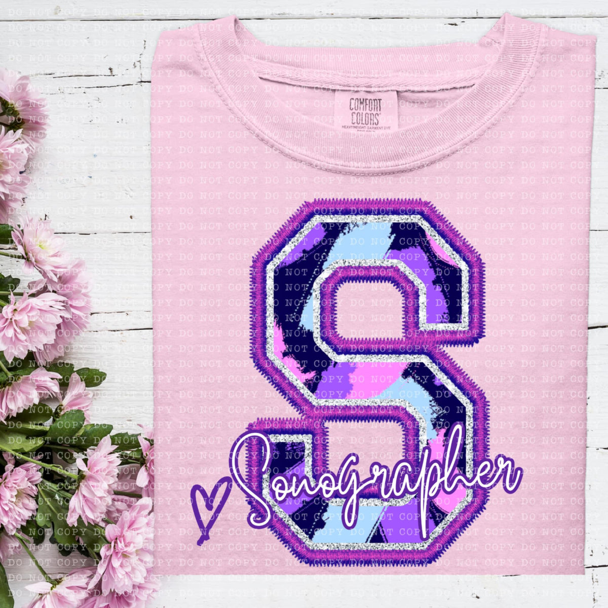 S sonographer purple brushstrokes (ECHT) 93978 DTF transfer