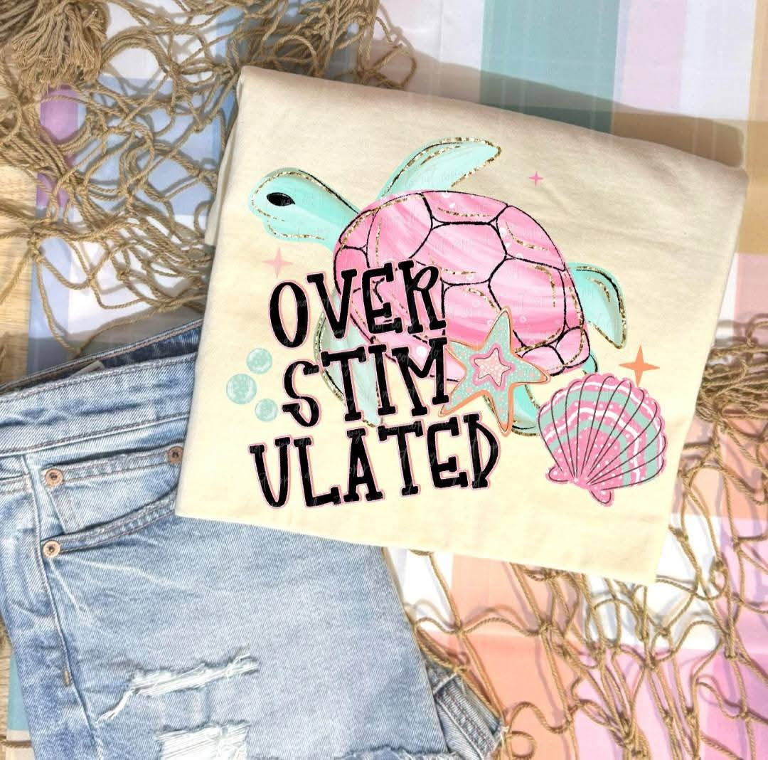 Overstimulated turtle Sunday Special DTF transfer