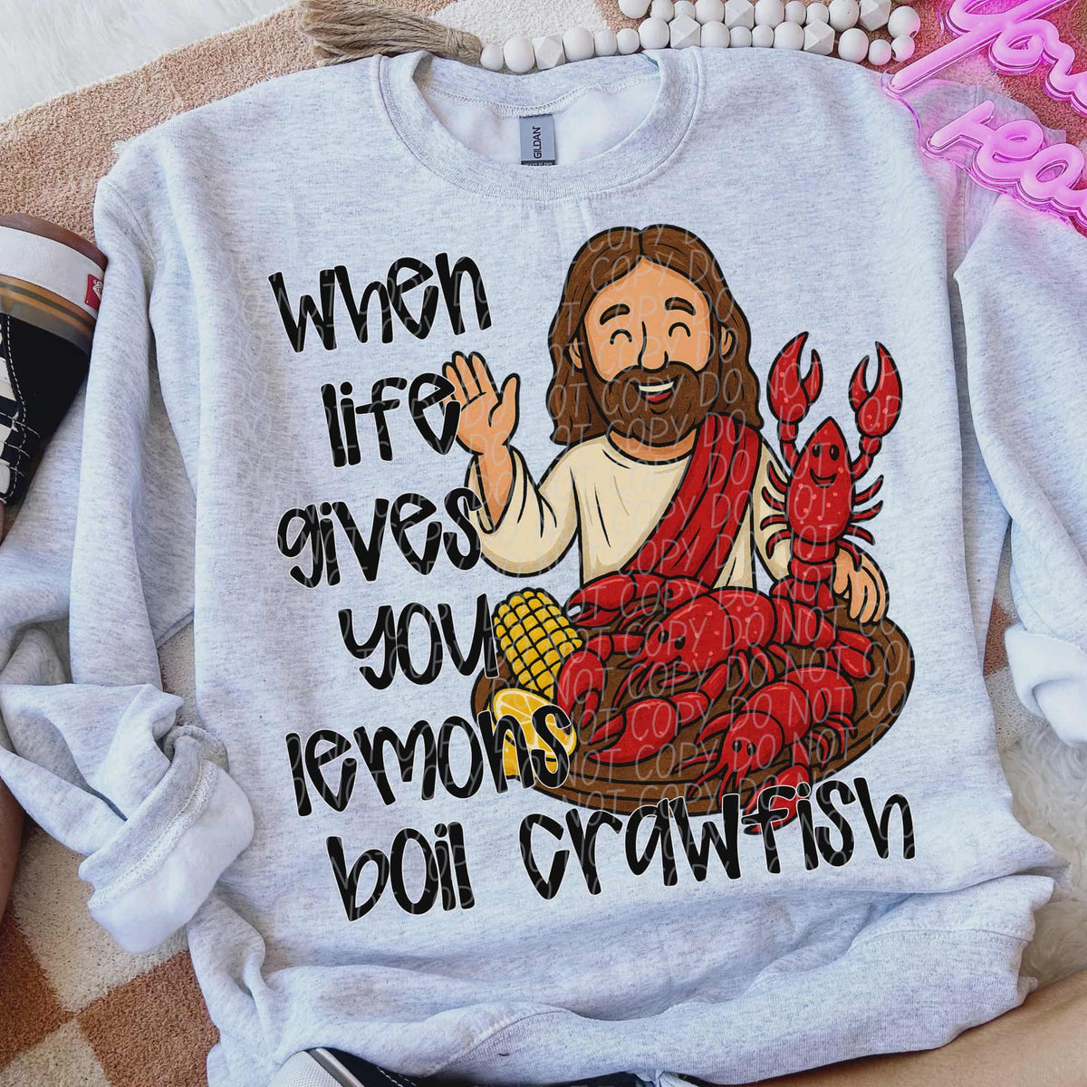 when life gives you lemons boil crawfish jesus (city) DTF Transfer