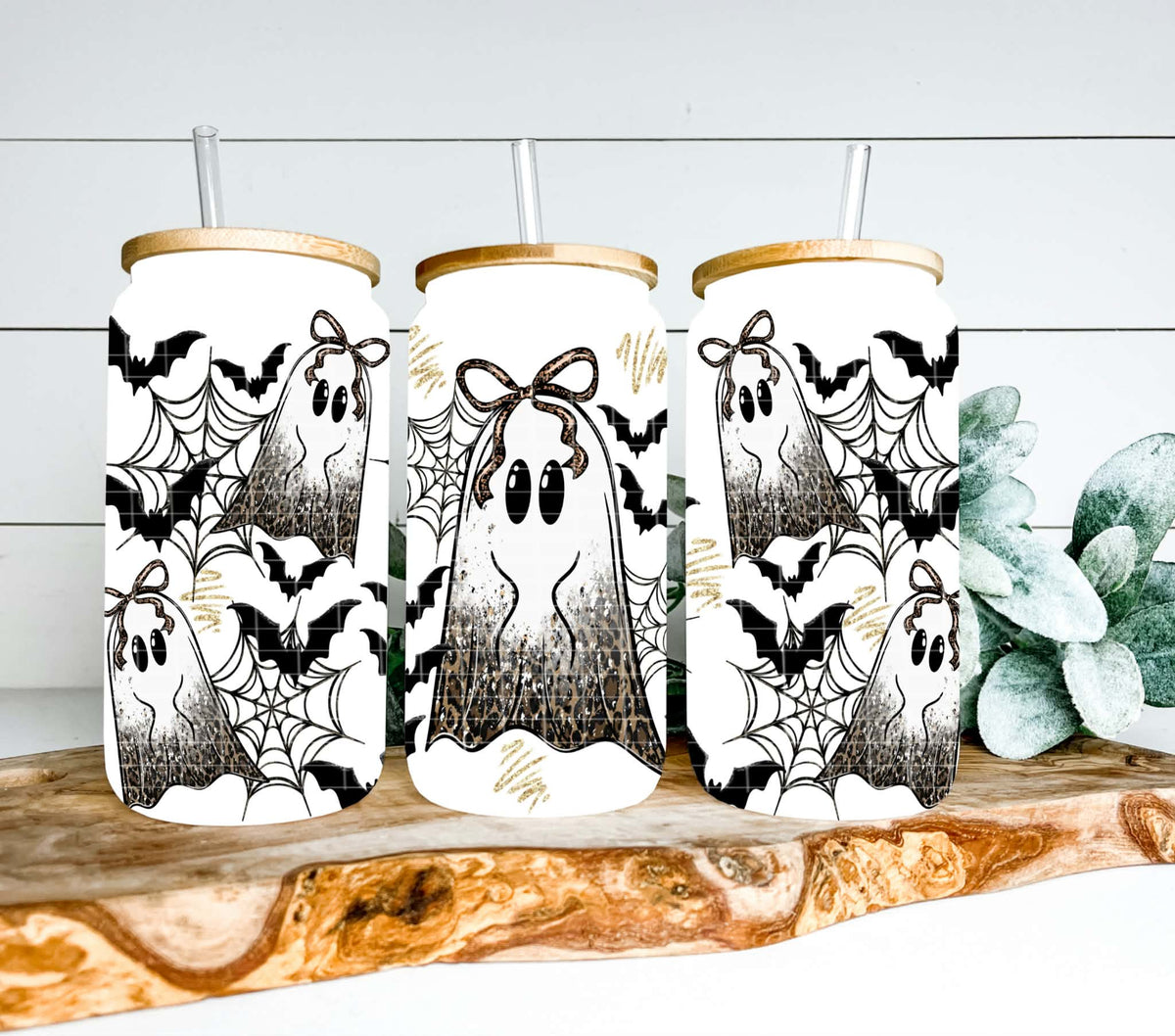 Black lace ghosts bats webs (Linda) UV DTF WRAP