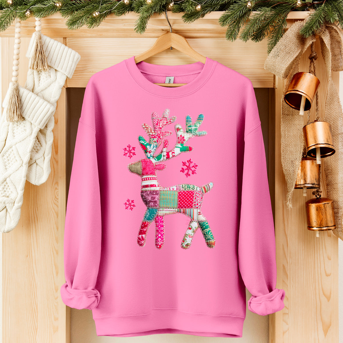 Faux Fabric patchwork Reindeer 113339 DTF transfern