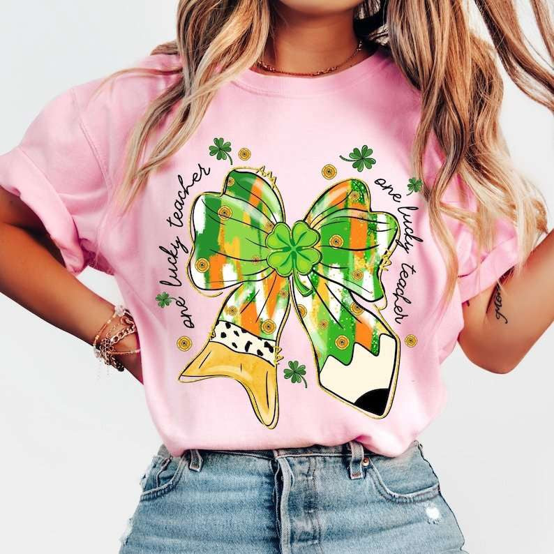 One lucky teacher bow 77619 DTF transfer