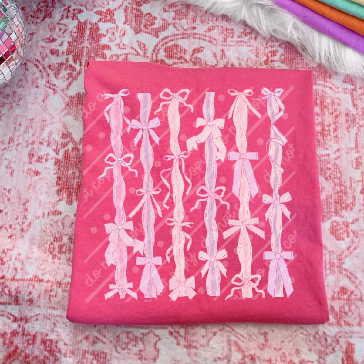 Pastel pink vertical bows (scarlow) DTF transfer