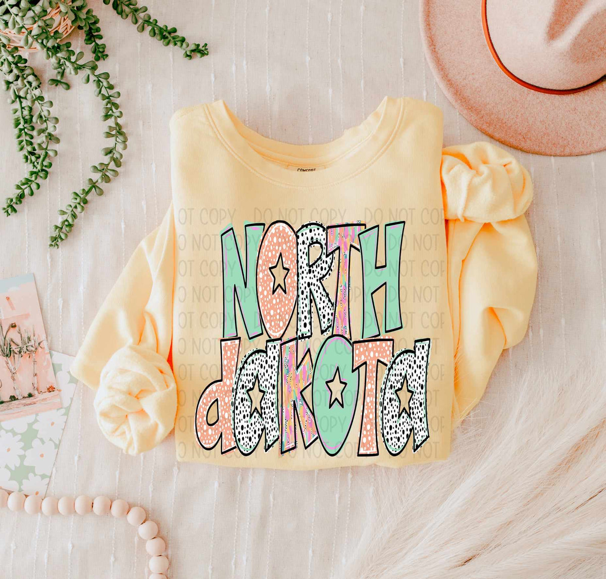 North Dakota peach and green (SWD) 55455 DTF transfer