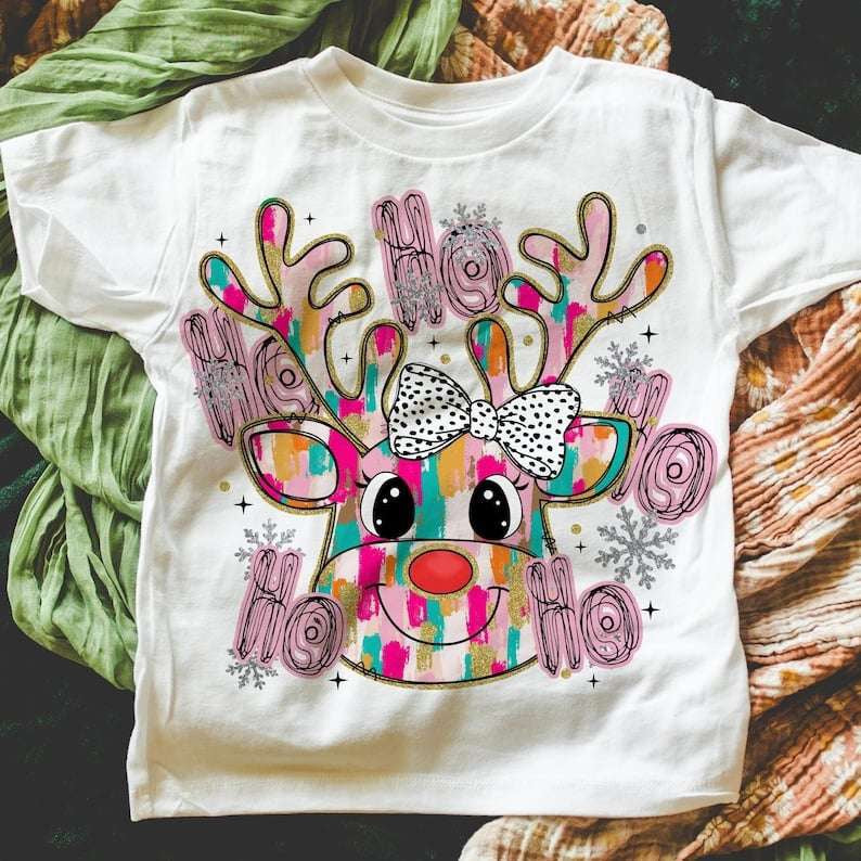 Ho ho ho brushstroke deer 67518 DTF transfer