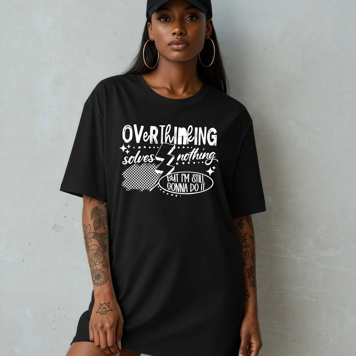 Overthinking solves nothing Single color (white) CSC DTF Transfer