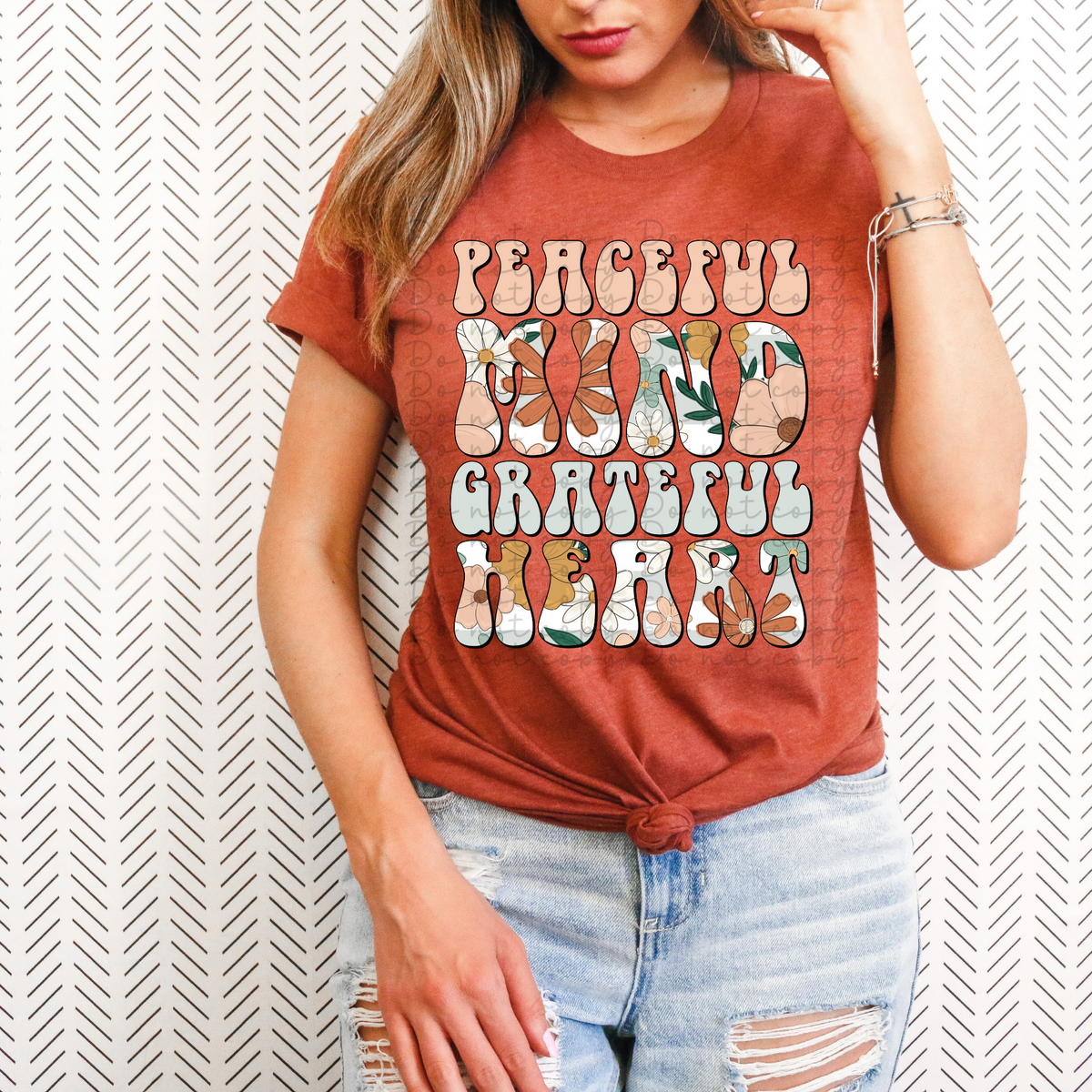 Peaceful mind grateful heart 4267 DTF TRANSFER