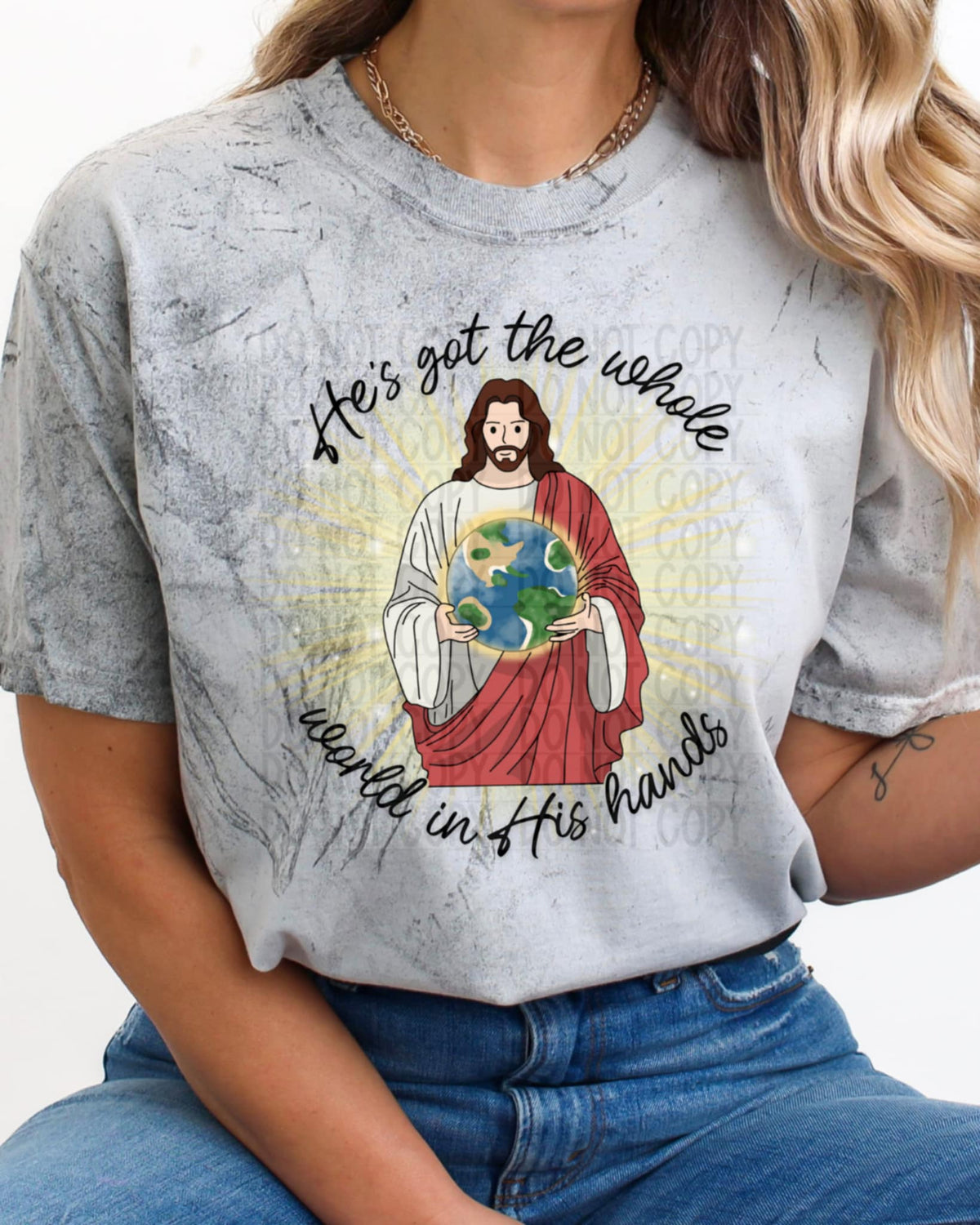 He’s got the whole world in his hands 94587 DTF transfer