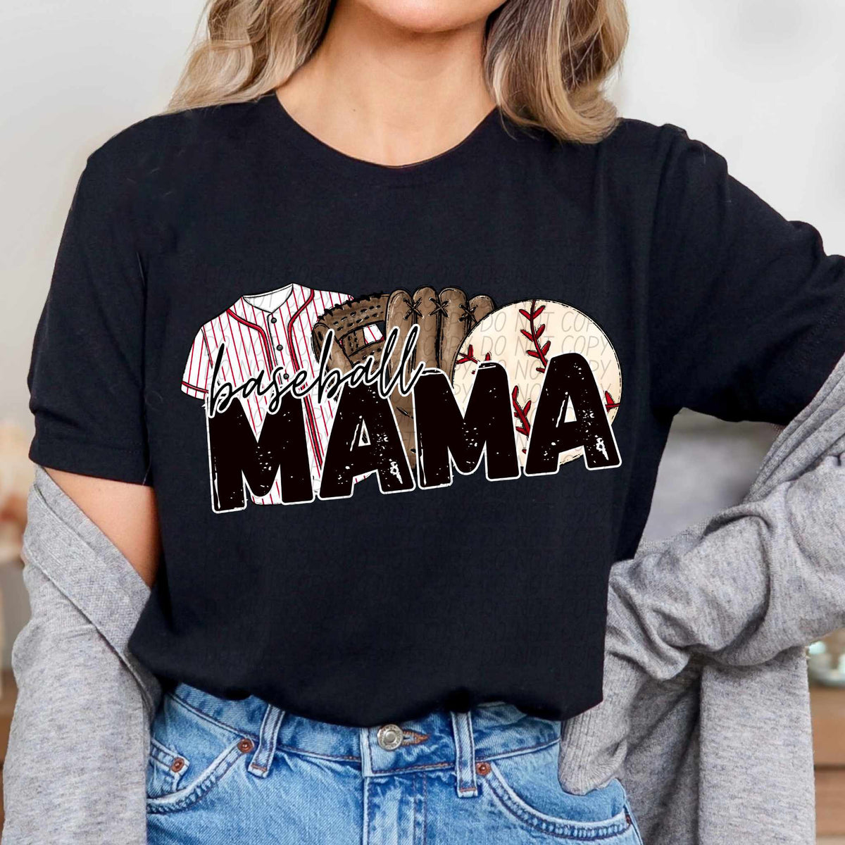 Baseball mama red shirt baseball (CITY) 85004 DTF transfer