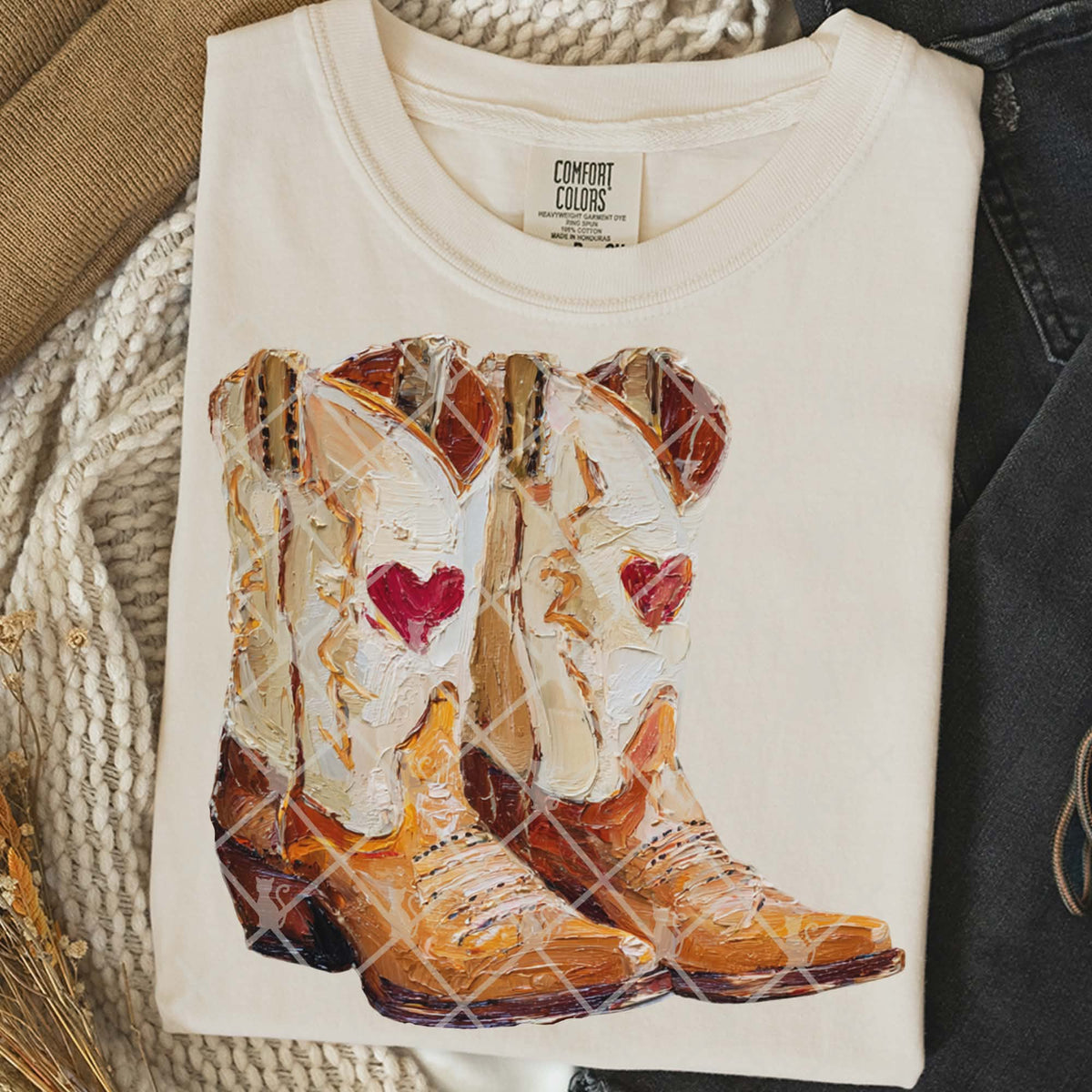 Gold Faux paint boots (TTD) DTF Transfer