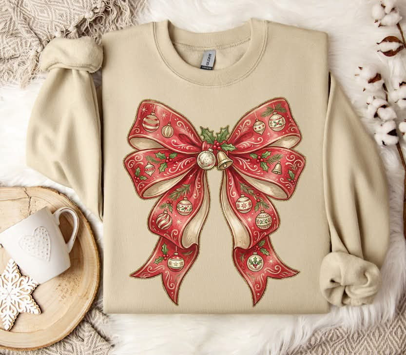 Christmas ribbon bow with bells (S&G) DTF Transfer
