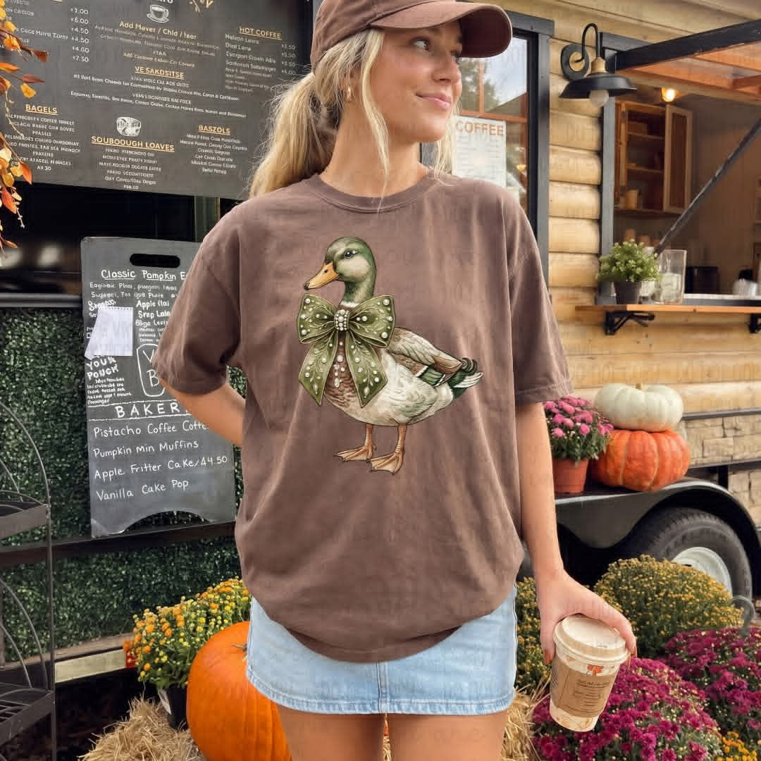 Duck with green bow (S&G) DTF Transfer