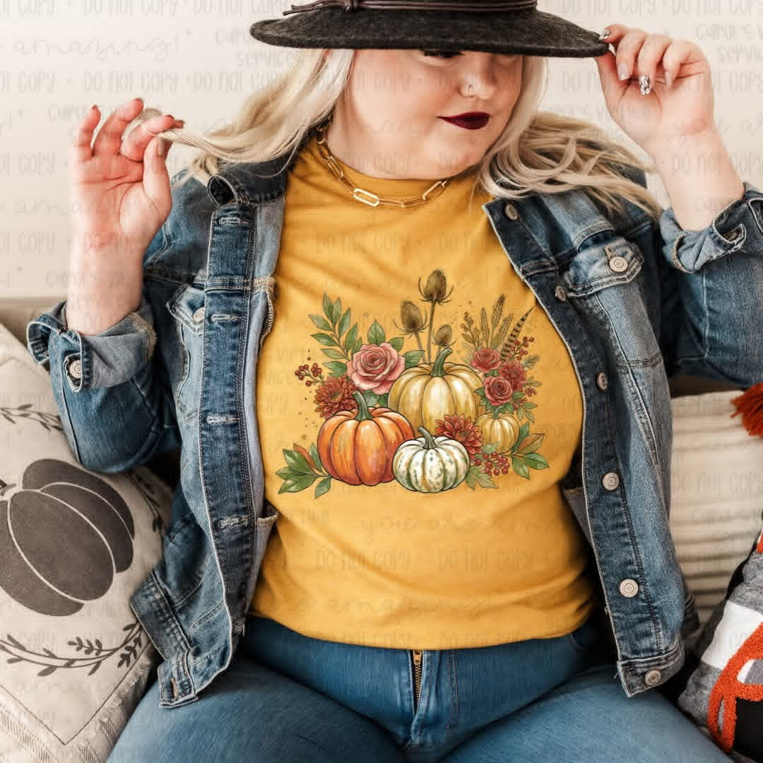 Floral pumpkins (S&G) DTF Transfer