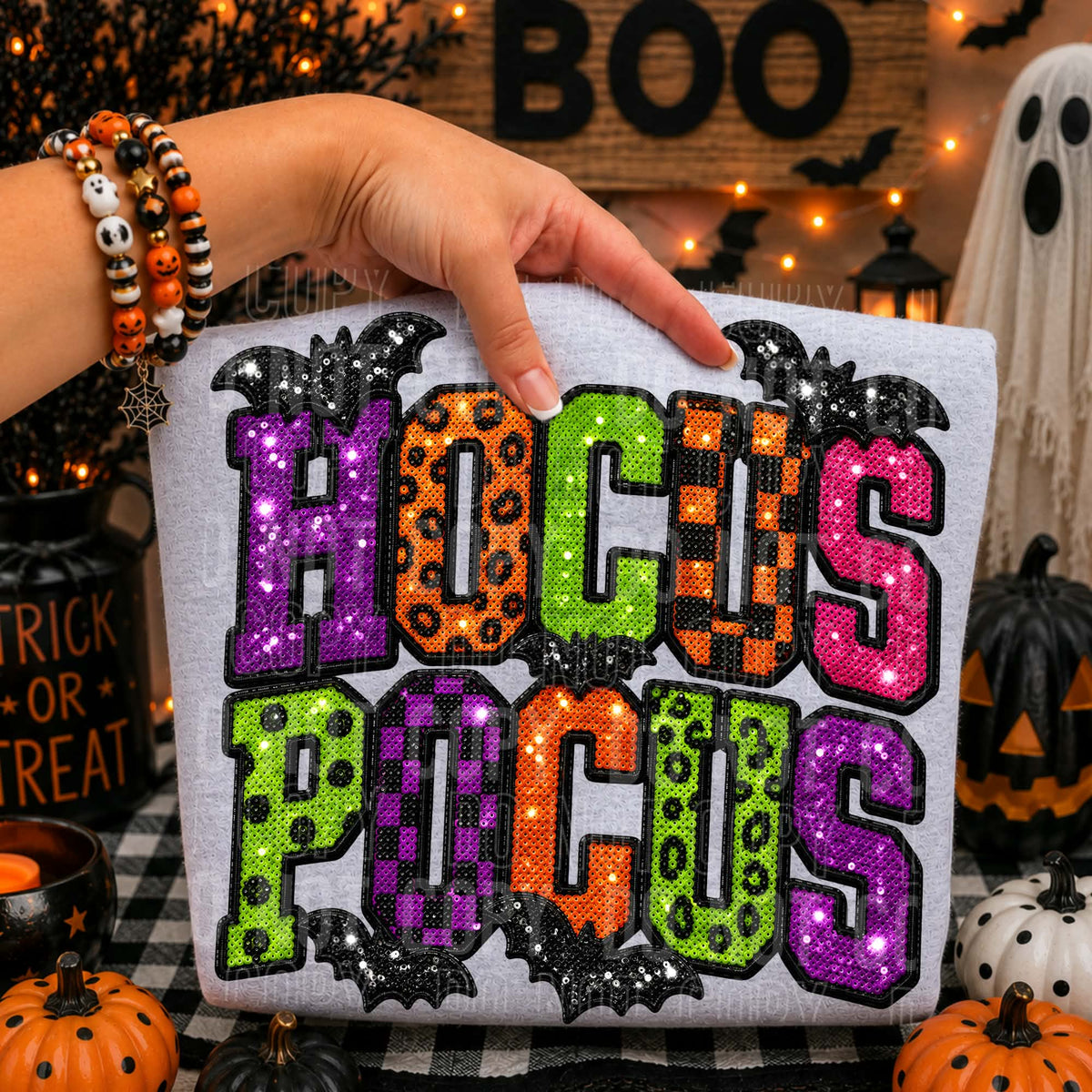 Hocus Pocus sequin color and leopard print (SBB) Sunday Special DTF transfer