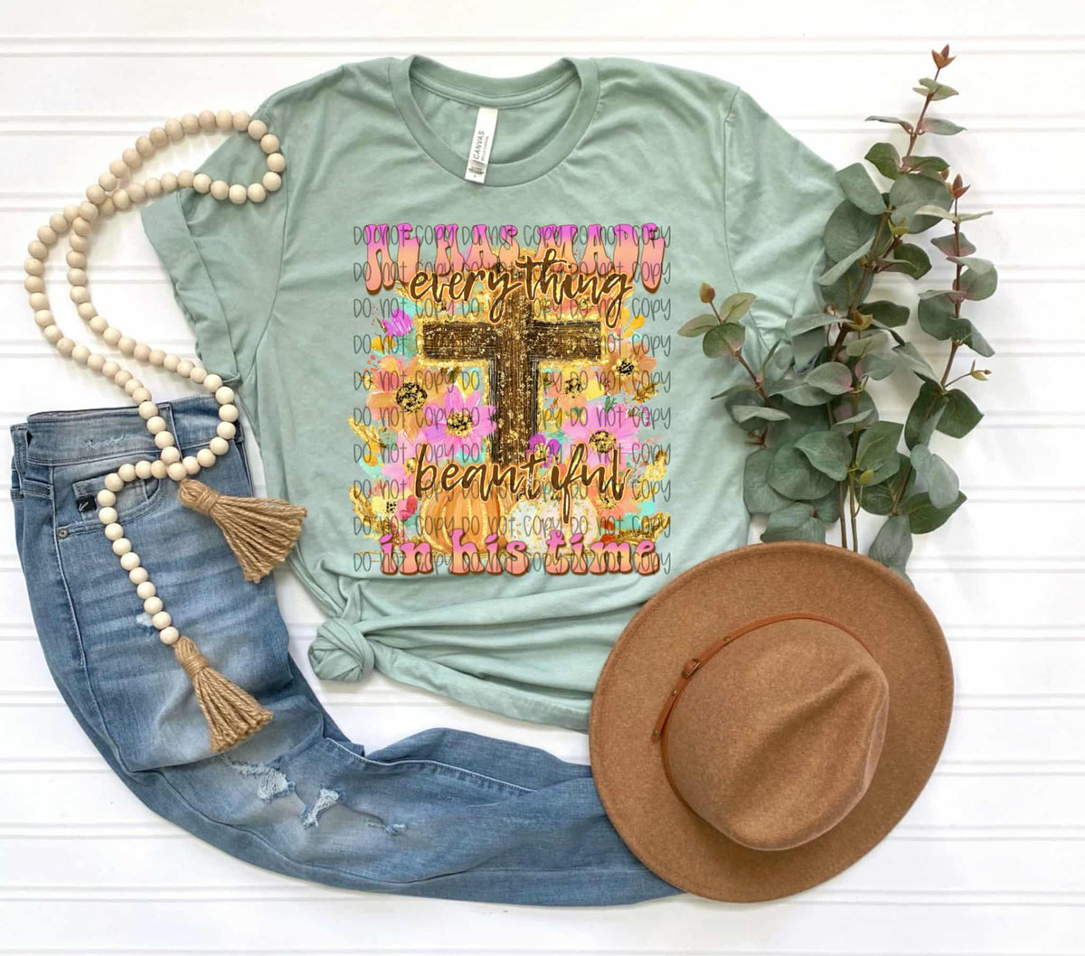 He Has Made Everything Beautiful Cross and pumpkin SSD DTF Transfer