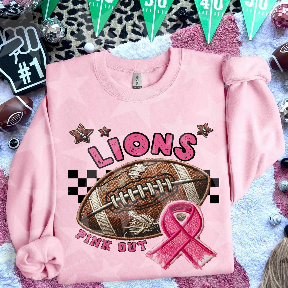 Lions pink out football (HW) 58141 DTF transfer