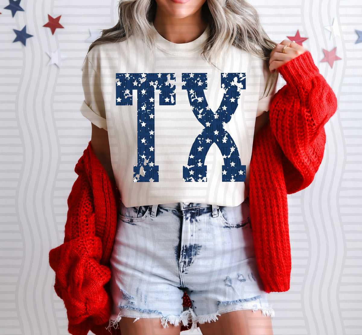 TX white stars (Caplinger) dtf transfer