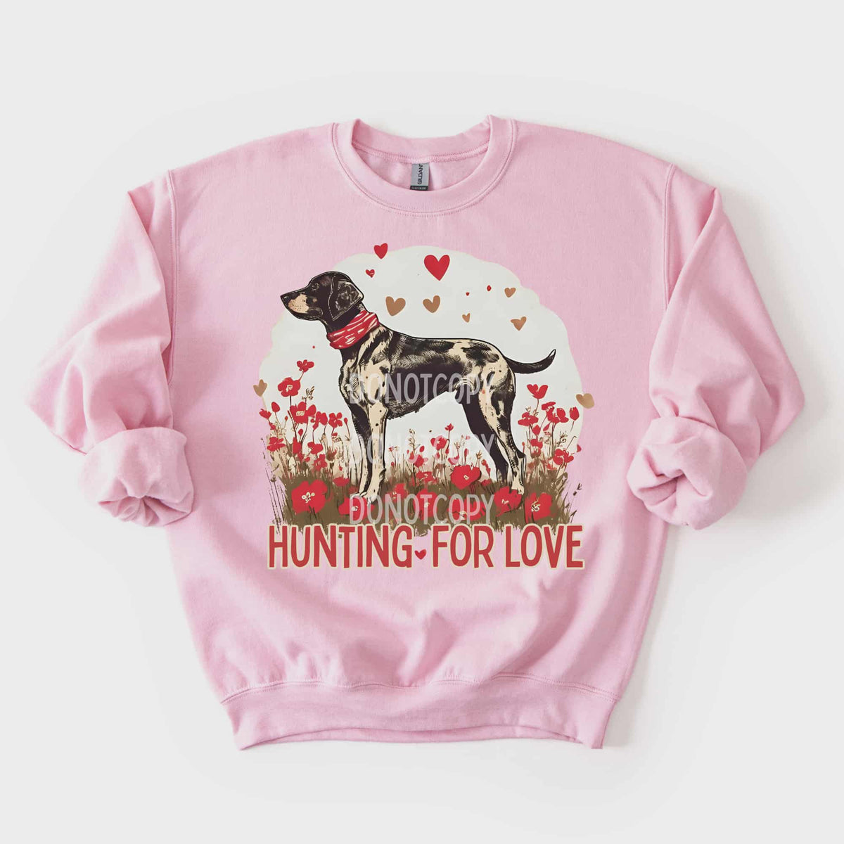 Hunting for love dog and hearts (CSG) DTF Transfer