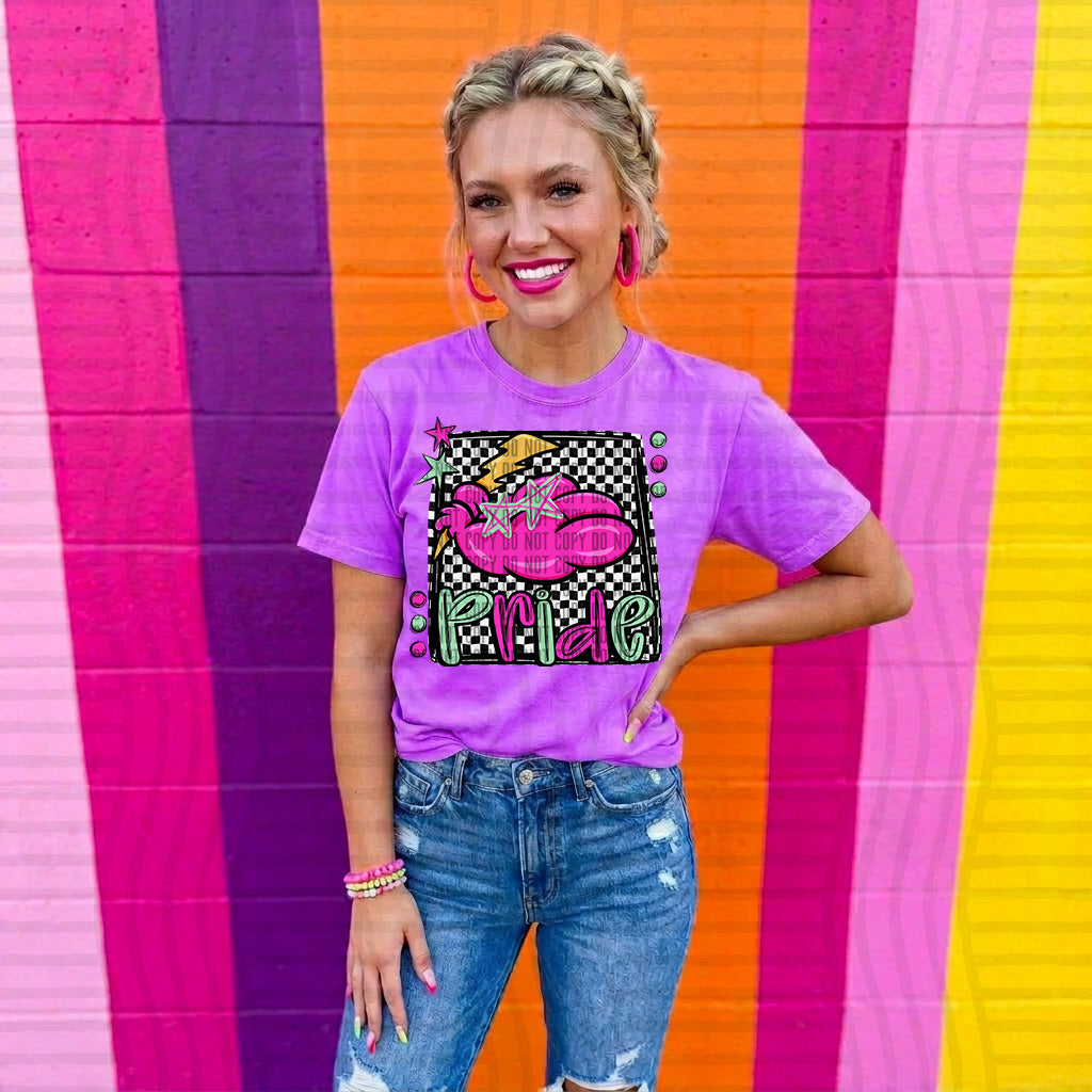 bolts pride preppy checkered square colorful (Caplinger) DTF Transfer