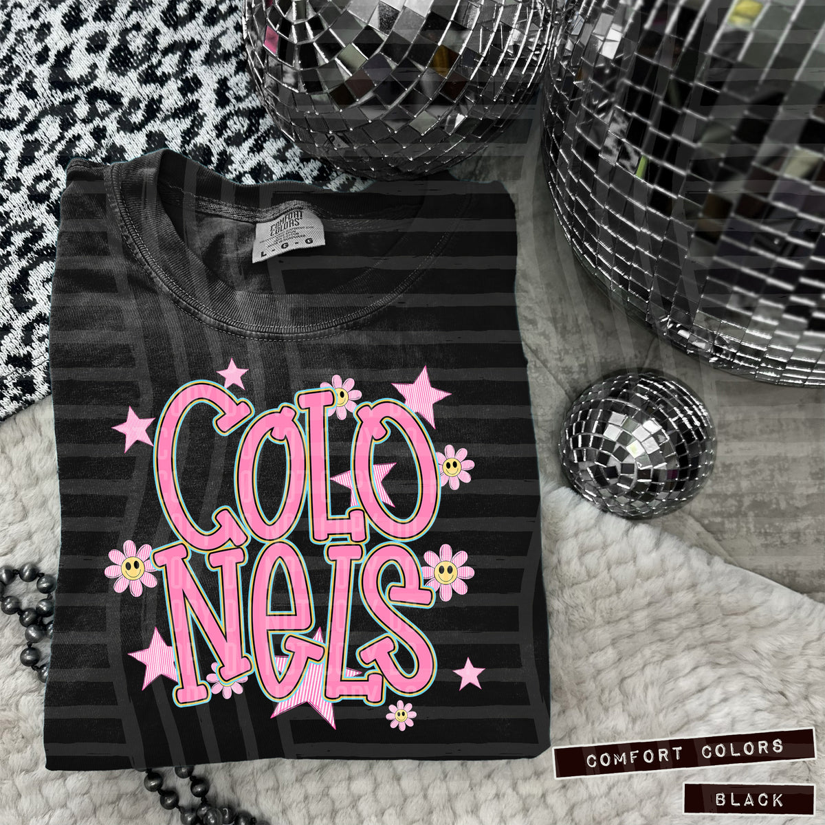 Colonels Pink Flowers And Stars 104928 DTF transfer