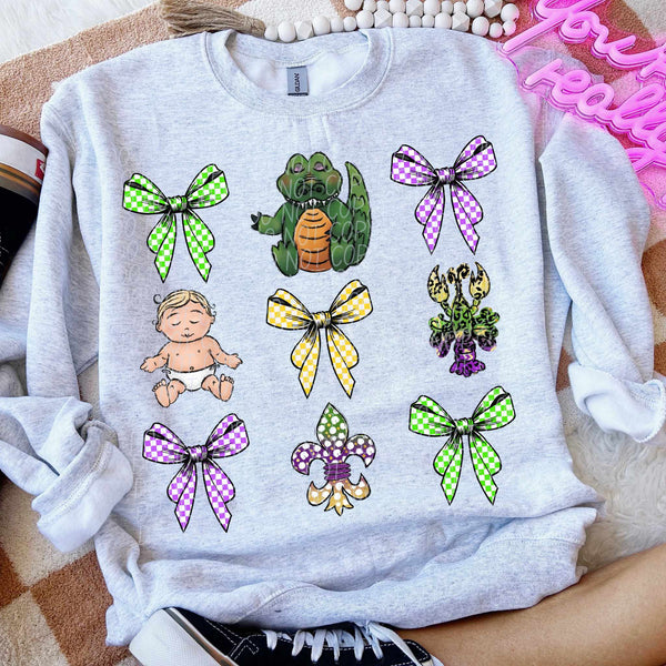 Mardi Gras collage WITH BOWS (CITY) 80749 DTF transfer