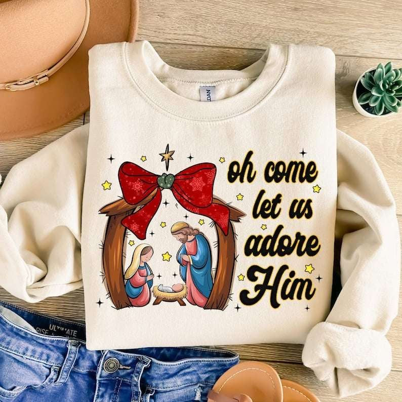 Oh come let us adore him nativity 62177 DTF transfer