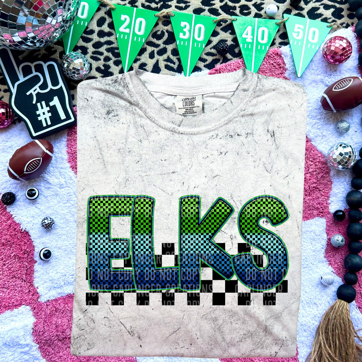 Elks Blue and Green Checkered (Caplinger) DTF transfer