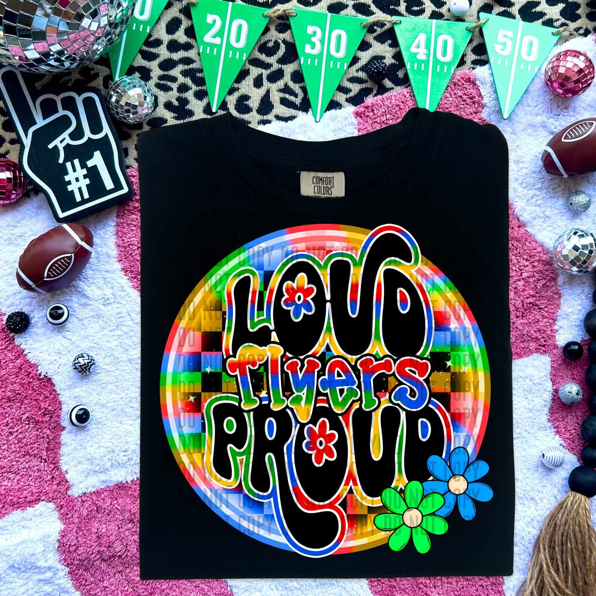 Loud proud flyers colorful checkered circle (caplinger) 53029 DTF transfer