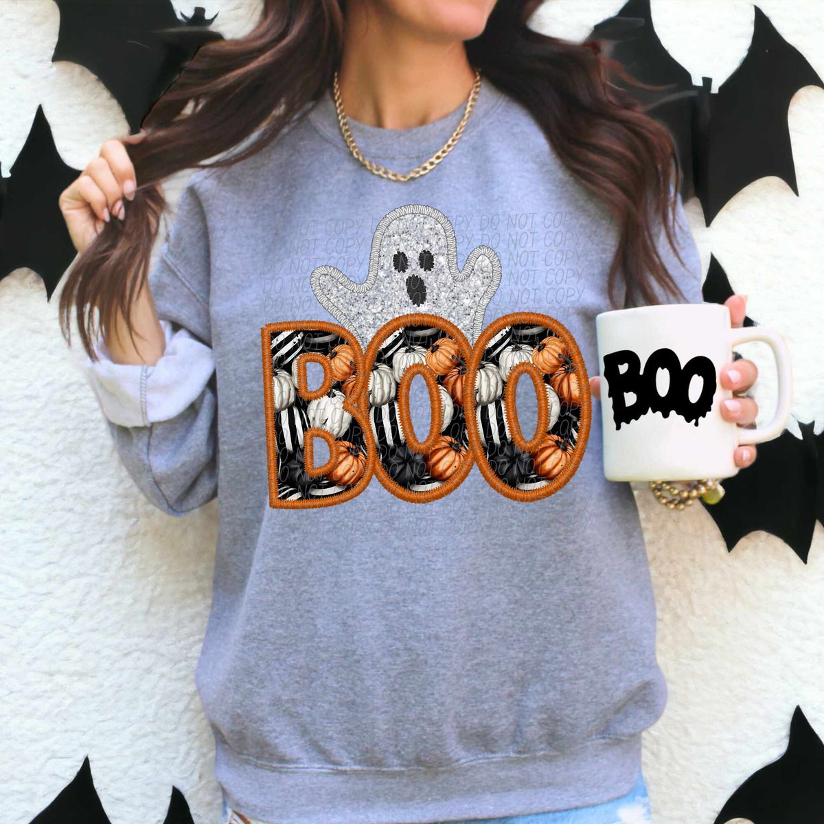 Boo orange outline with ghost (CITY) 55912 DTF transfer