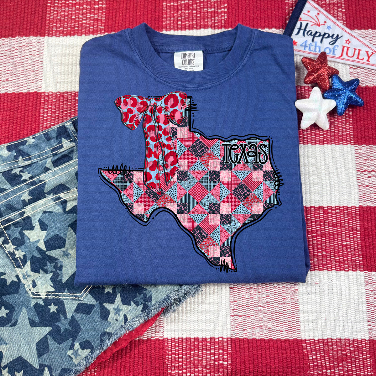 Texas RWB faux patchwork (Caplinger) dtf transfer