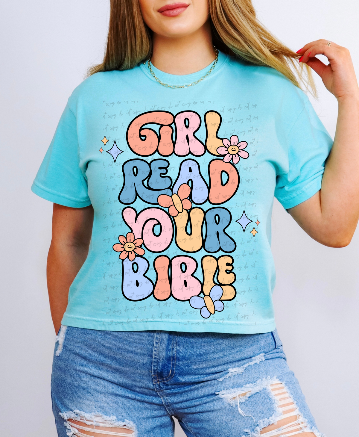 Girl read your bible colorful 28859 DTF Transfer