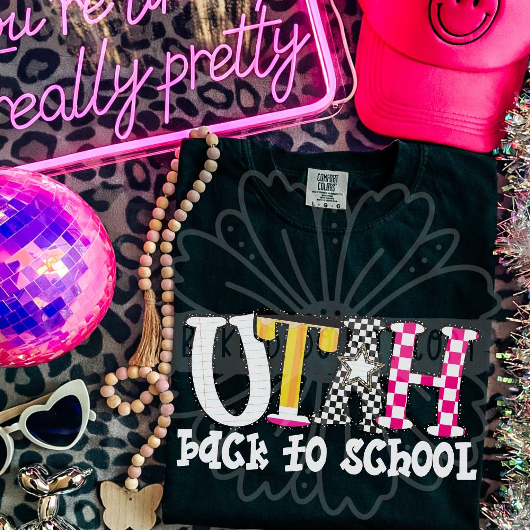 utah back to school patterned letters (vehement) DTF Transfer