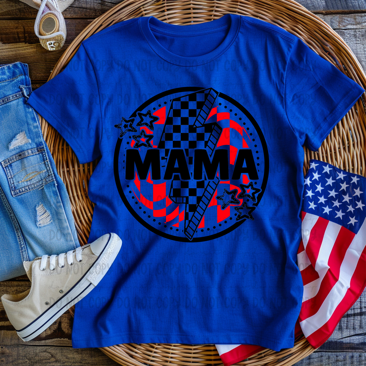Mama Red and Black Checkered Bolt (REVEL) DTF transfer