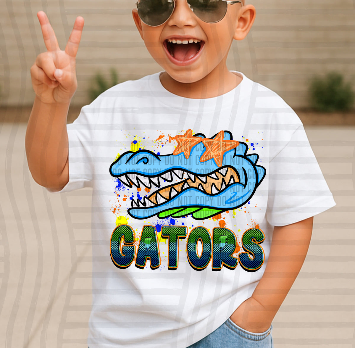 gators paint splatter boy blue green and yellow (Caplinger) DTF Transfer