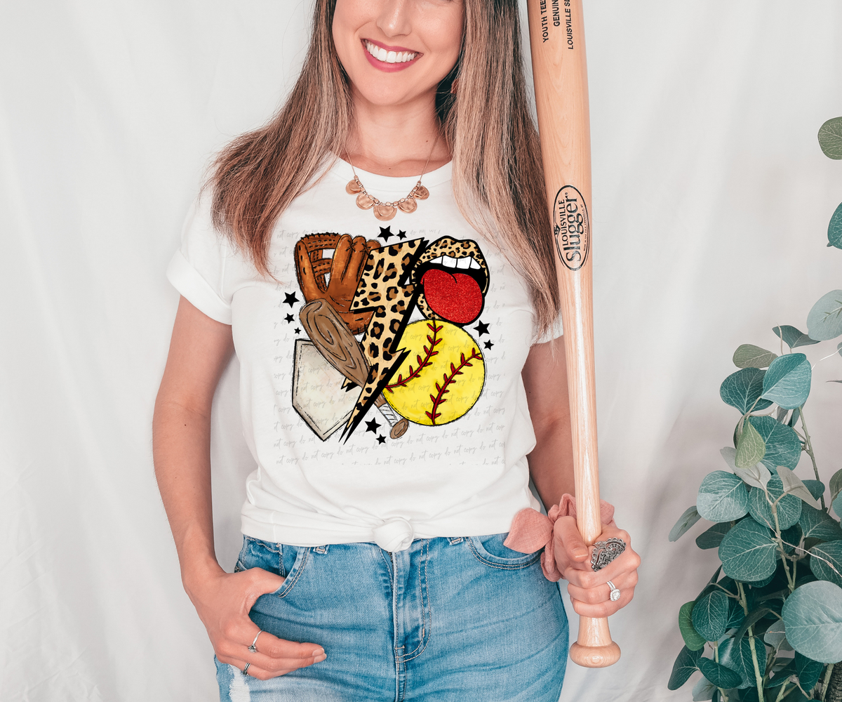 softball collage lightening bolt 28953 DTF Transfer