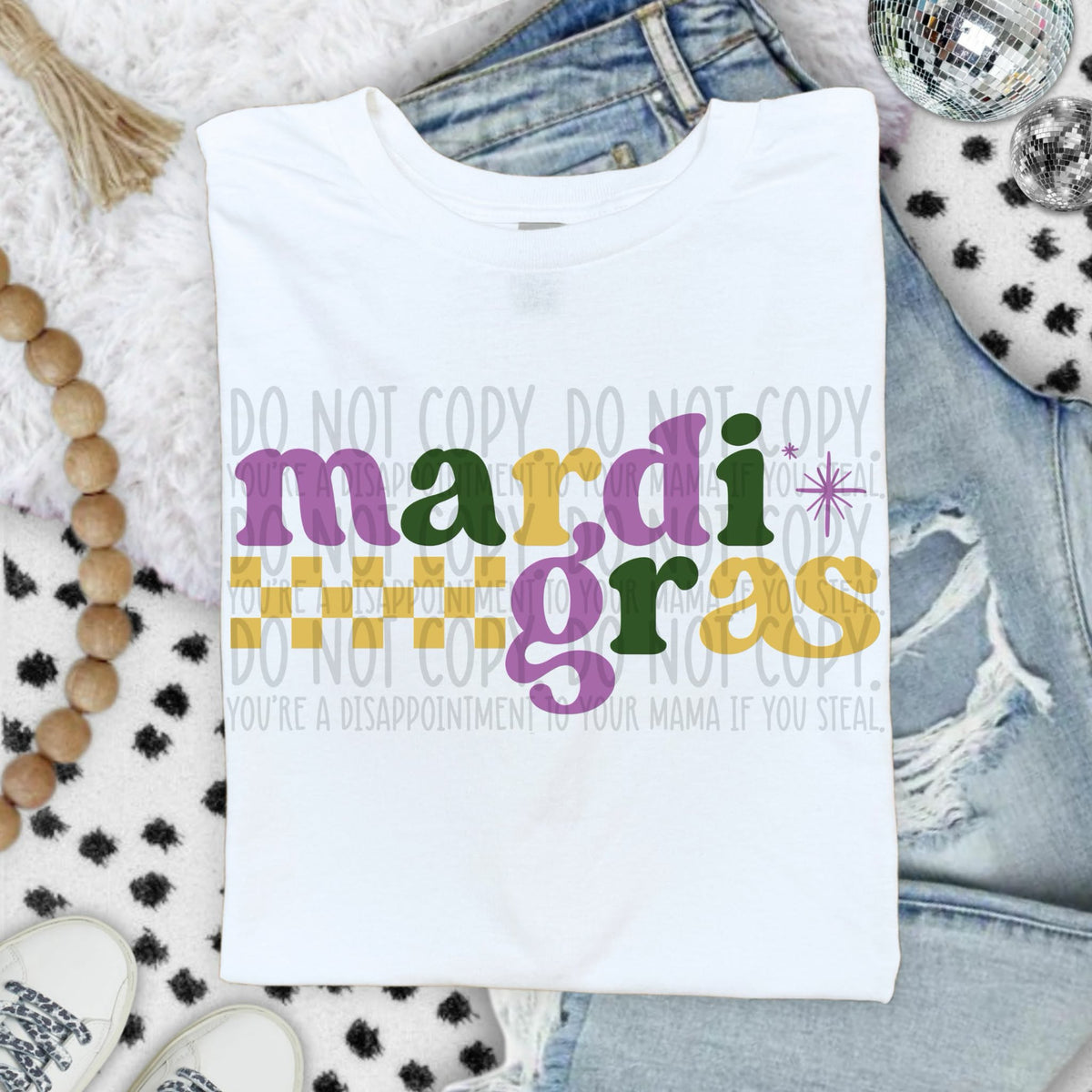 Mardi Gras checker (SWD) DTF transfer