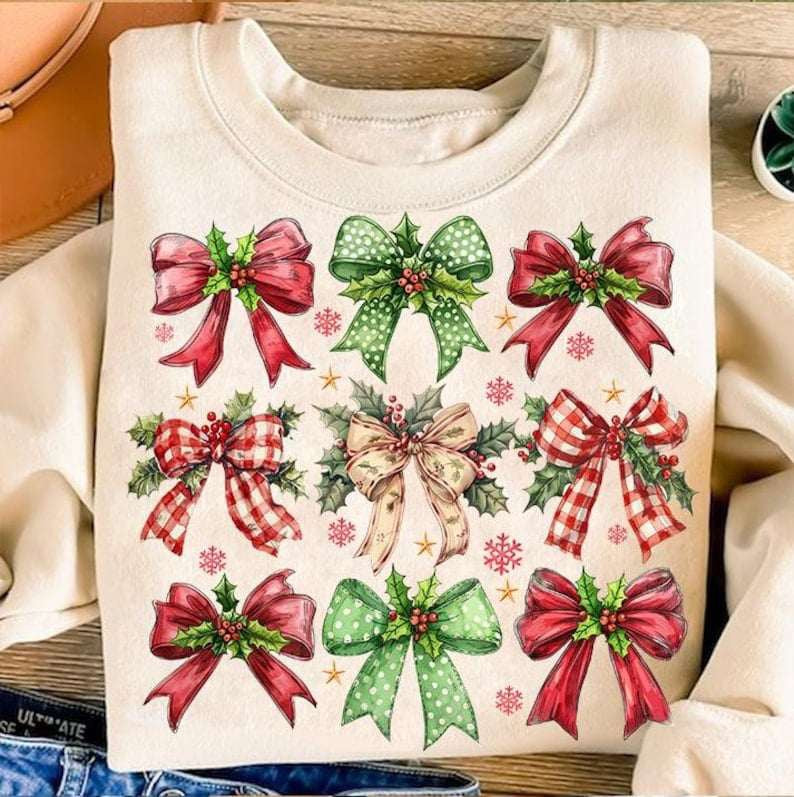 Red and green bows 64921 DTF transfer